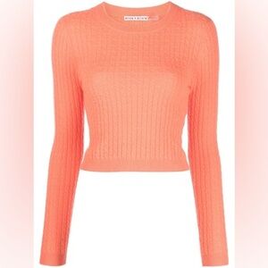 Alice + Olivia Ciara Cable Knit Cropped Sweater *99% Cashmere
